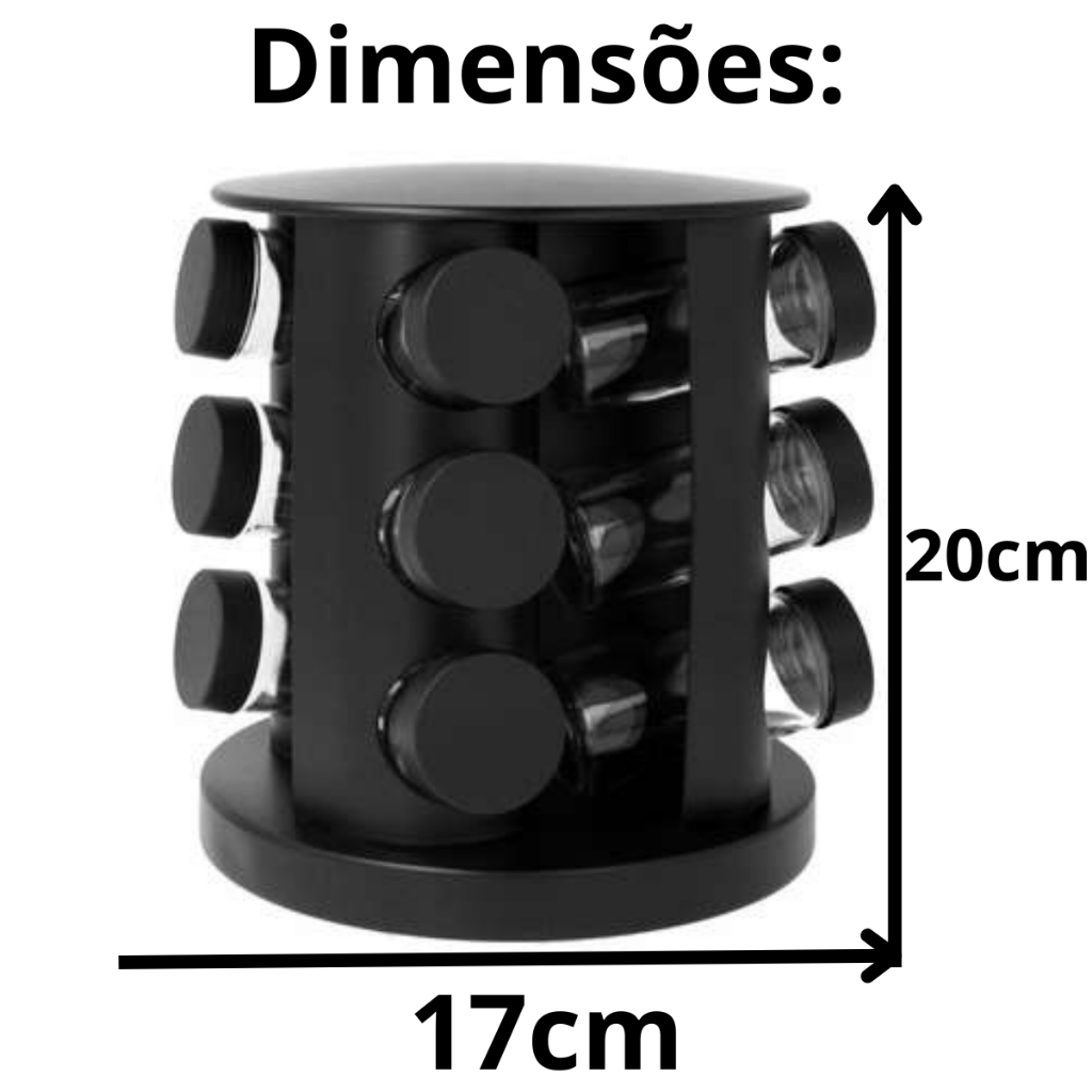 Porta Temperos Condimentos Giratório 6 e 9 Potes Vidro 90G com Tampa Dosadora + Etiquetas Adesivas — imagen 6