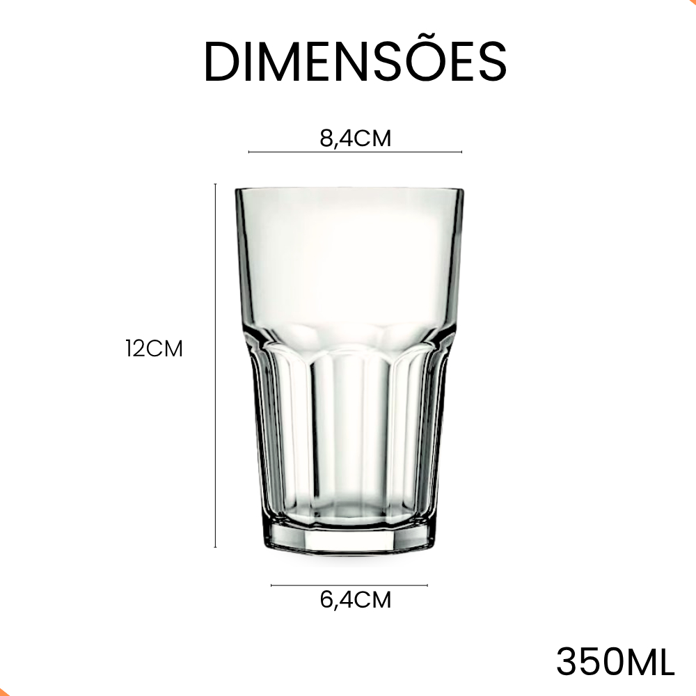 Jogo De Copos Em Vidro Kit 6 Peças Cozinha Água Suco Drink Refrigerante 350ml Mesa Posta Casa Nova — imagen 7