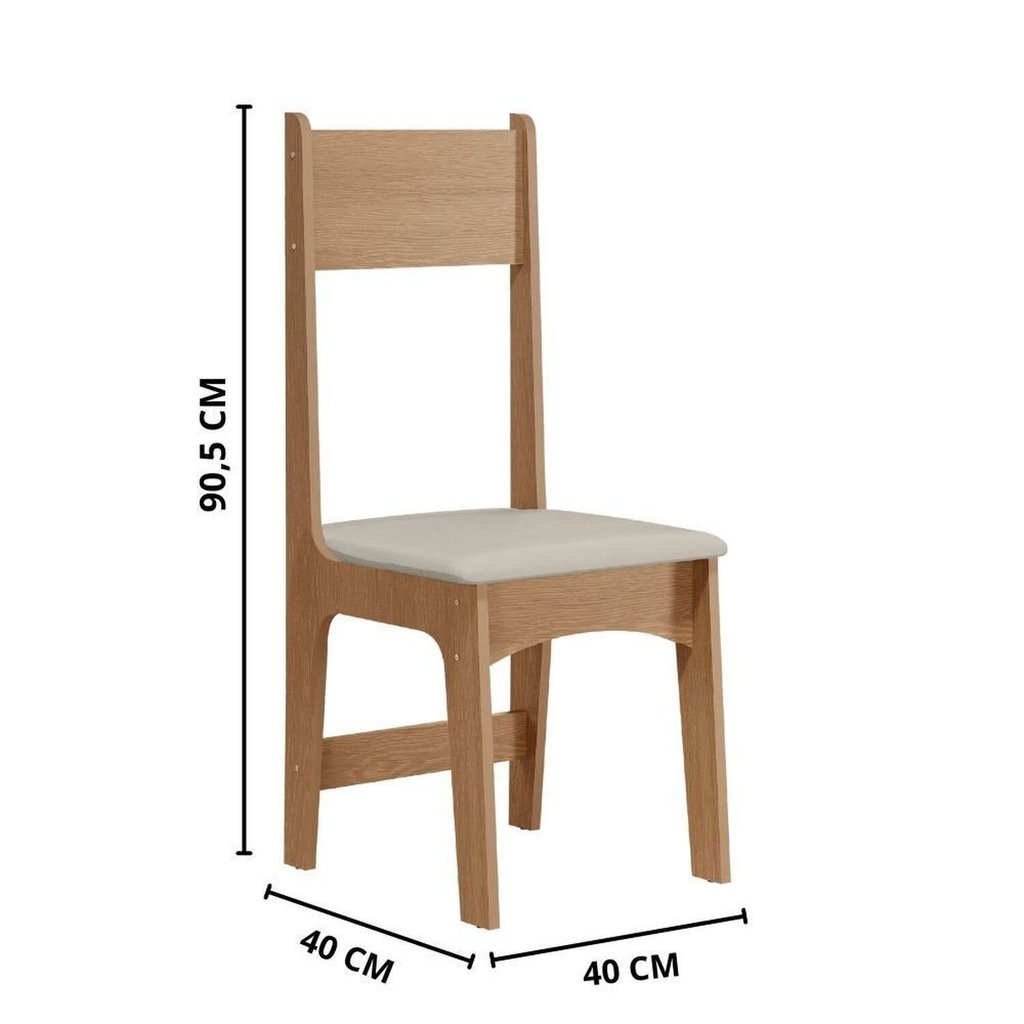 Conjunto de Jantar 4 Lugares com Mesa Retangular Tampo Mdf 1,10m e 4 Cadeiras Delta Nicoli Mel/Bege — imagen 5