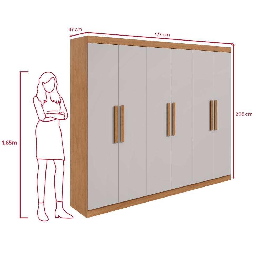 Guarda Roupa Casal 6 Portas Easy Slim Amendoa Clean/off White — imagen 3