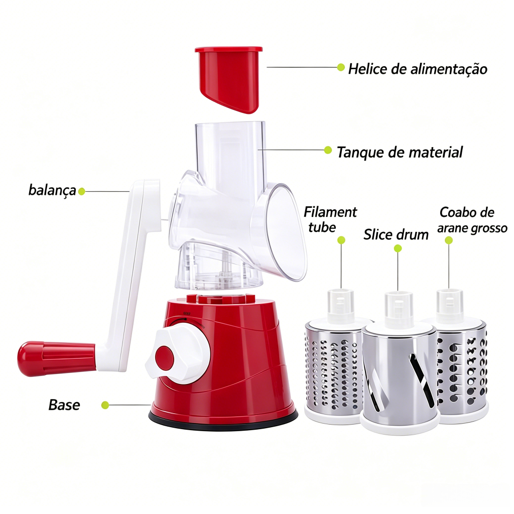 Cortador Fatiador Ralador Frutas Legumes Verduras Queijos Cozinha 3 Peças Tabletop -U11 — imagen 7