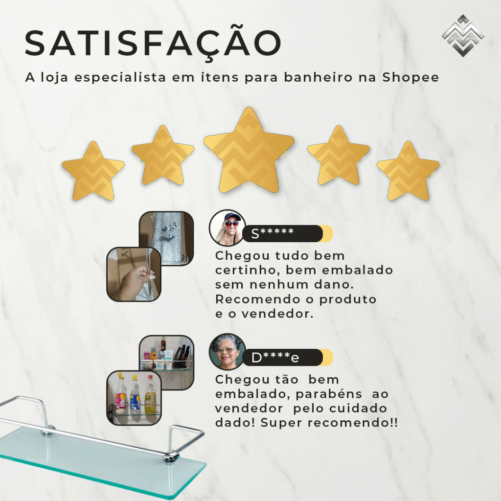 Kit 2 Porta Shampoo Suporte de Banheiro Reto Vidro Temperado 30cm Prateleira Organizador — imagen 5