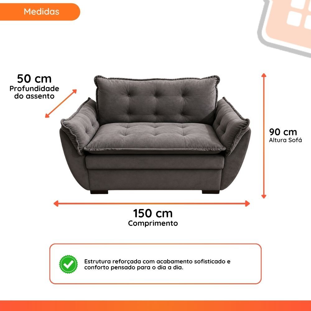 Sofá  2 Lugares Namoradeira Safira 1,55m Suede Extra Macio — imagen 8