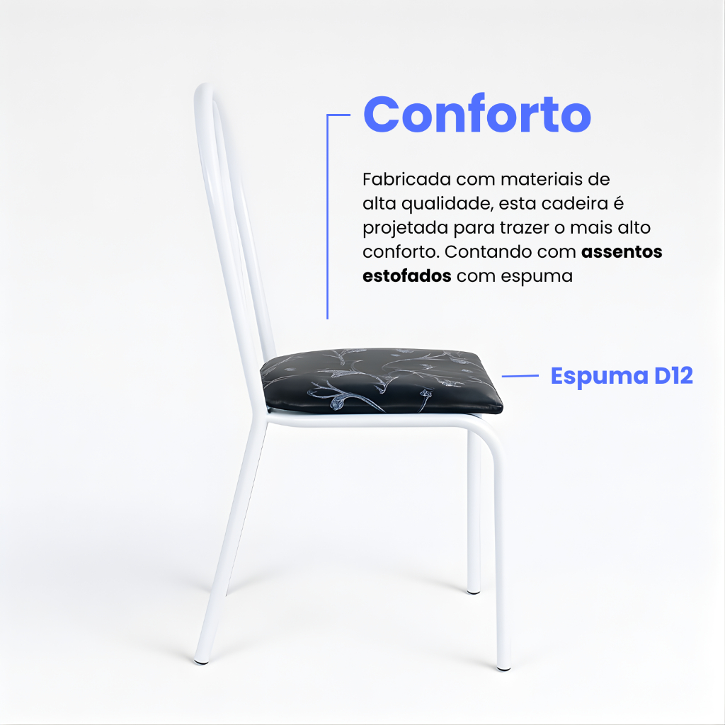 Conjunto Jogo de Mesa Jantar 4 Lugares Cadeiras Retangular Para Cozinha Apartamento Pequeno — imagen 7
