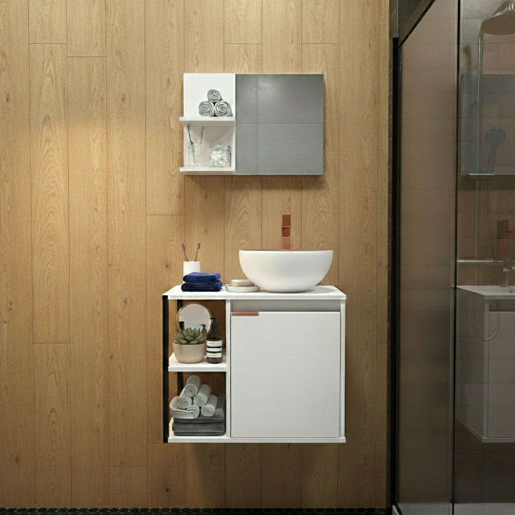 Kit Completo para Banheiro com Gabinete Industrial, Espelho e Cuba — imagen 6