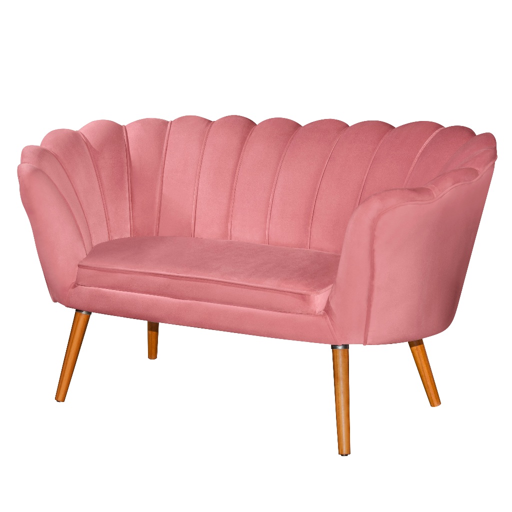 Namoradeira Sofa Pétala Girassol Conforto em Veludo e Pés em Madeira - MJL — imagen 2