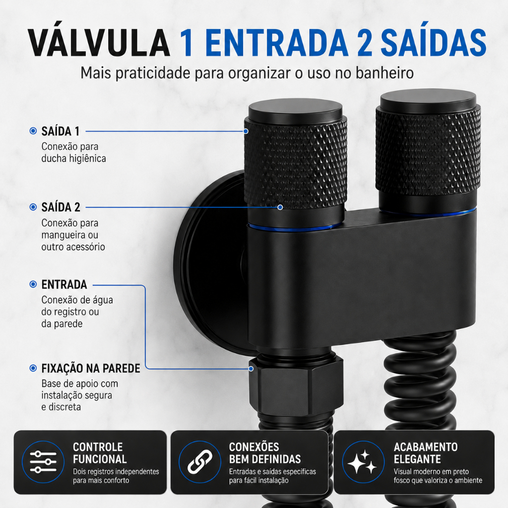 Chuveirinho Kit Banheiro premium Ducha Higiênica Com Registro Torneira Dupla em Metal Abs Para Banheiro Lavado Aço — imagen 5