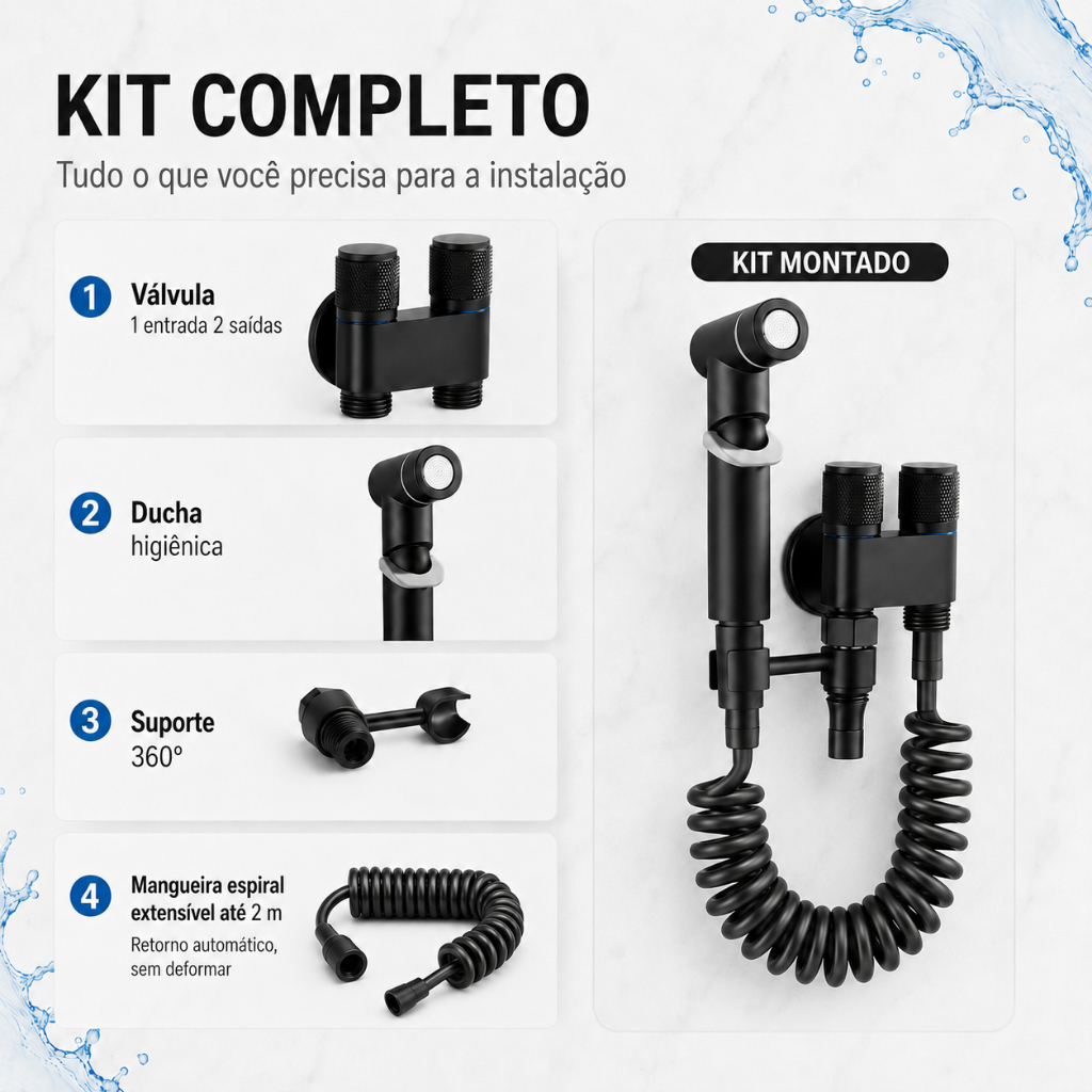 Chuveirinho Kit Banheiro premium Ducha Higiênica Com Registro Torneira Dupla em Metal Abs Para Banheiro Lavado Aço — imagen 4