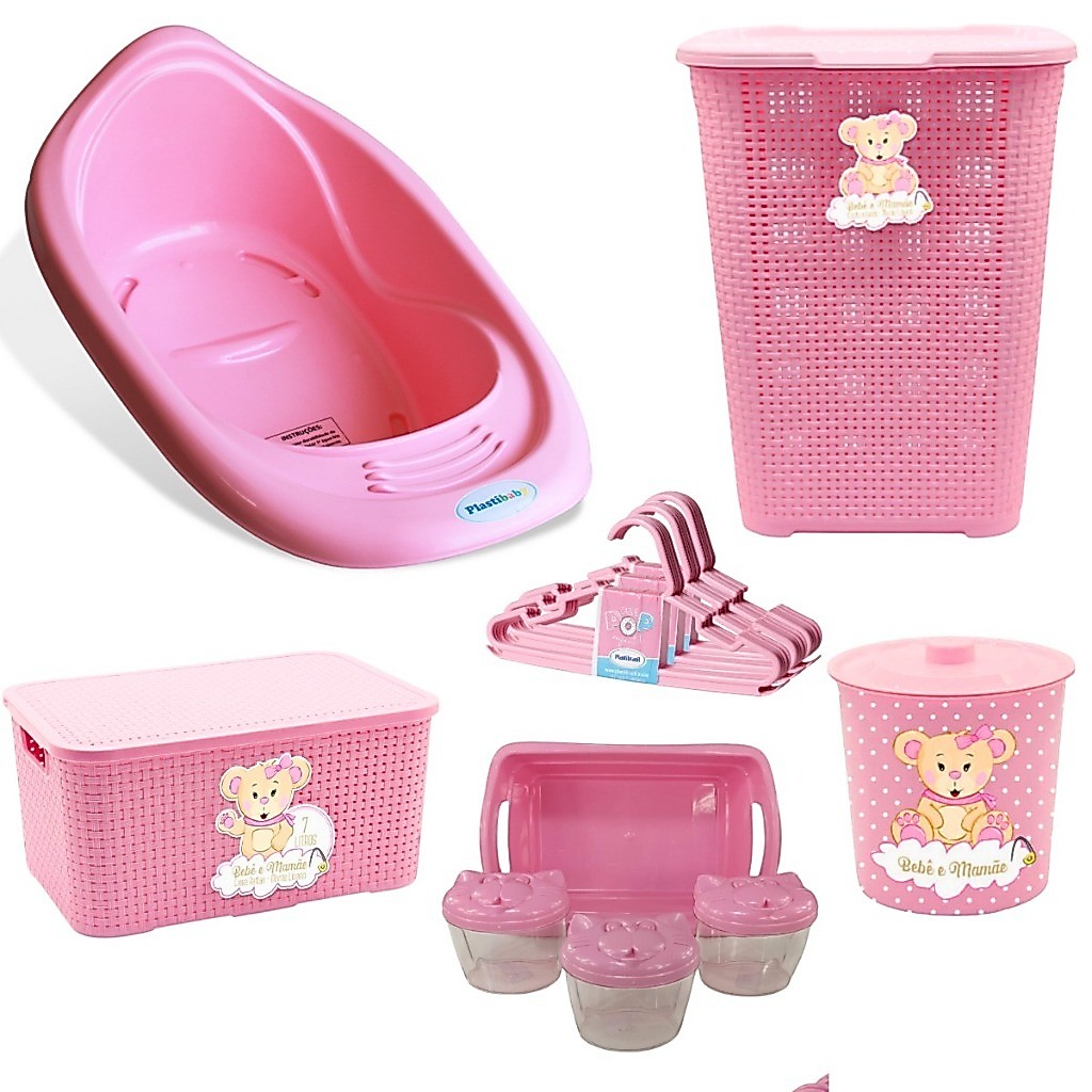 KIT BANHEIRA DE BEBÊ DECORADA LUDICA PLASUTIL + KIT HIGIENE URSO 5 PEÇAS + BACIA LIXEIRA BALDE SABONETEIRA PORTA CHUPETA — imagen 8