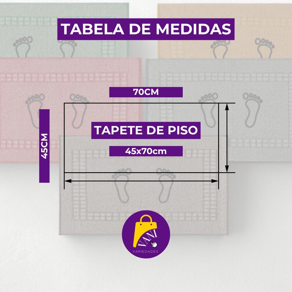 Kit 6 Tapetes Piso Para Banheiro Atoalhado Saída de Box Pezinho 100% Algodão 40x60cm — imagen 6