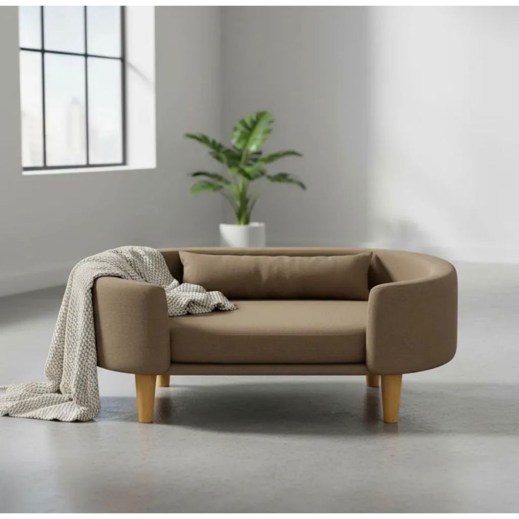 POLTRONA SOFÁ CAMA PET LUXO Linho e Veludo Com Almofada, ESPAÇOSA 90CM - Ideal para cães e gatos. — imagen 4