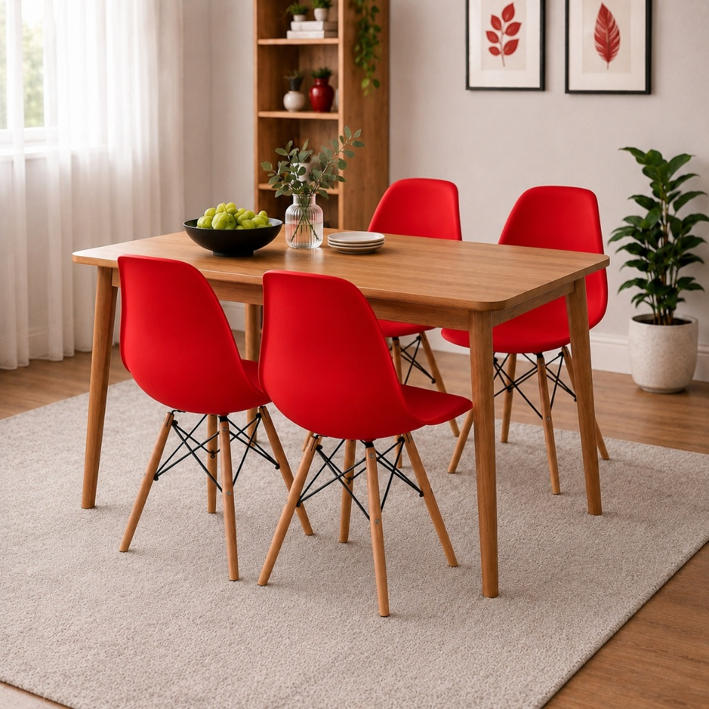 Kit 4 Cadeiras Eiffel Eames Moderna Pés de Madeira Sala Jantar Cozinha Escritório Várias Cores — imagen 6