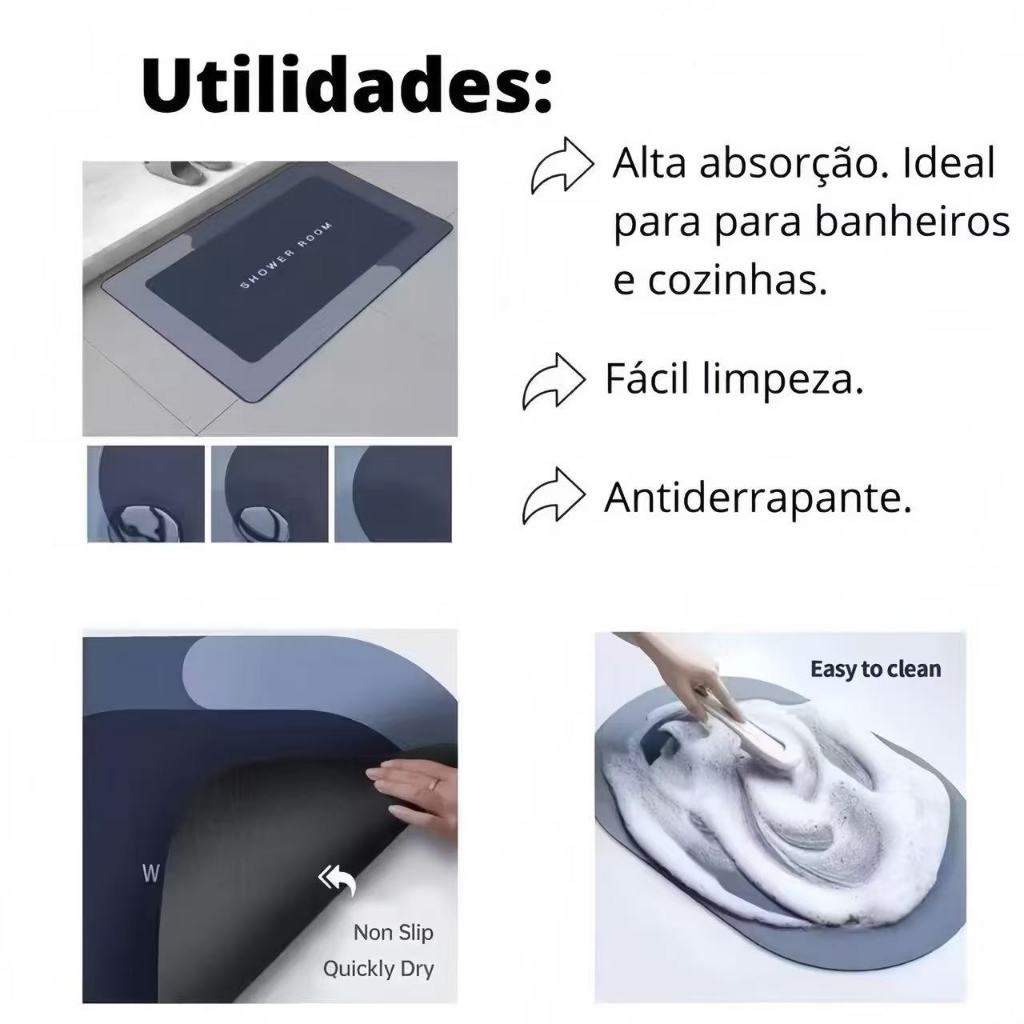 kit Tapete para Banheiro de Secagem Rápida e Super Absorvente Ideal para Chuveiro Cozinha e Varanda — imagen 8