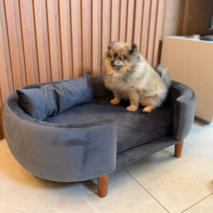POLTRONA SOFÁ CAMA PET LUXO Linho e Veludo Com Almofada, ESPAÇOSA 90CM - Ideal para cães e gatos. — imagen 7