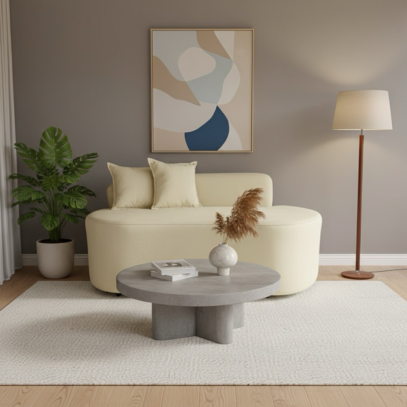 Sofá Decorativo Orgânico Curvo Sala de Estar Feijão 100cm Veludo - KA Móveis — imagen 6