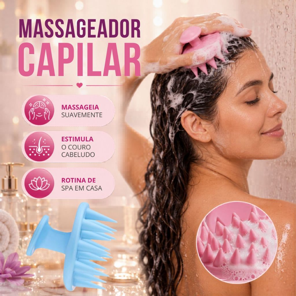 Kit 05 Escova Raquete Flex Escova Mágica e Polvo Massageador de Silicone Touca de Cetim Beauty Flash — imagen 3