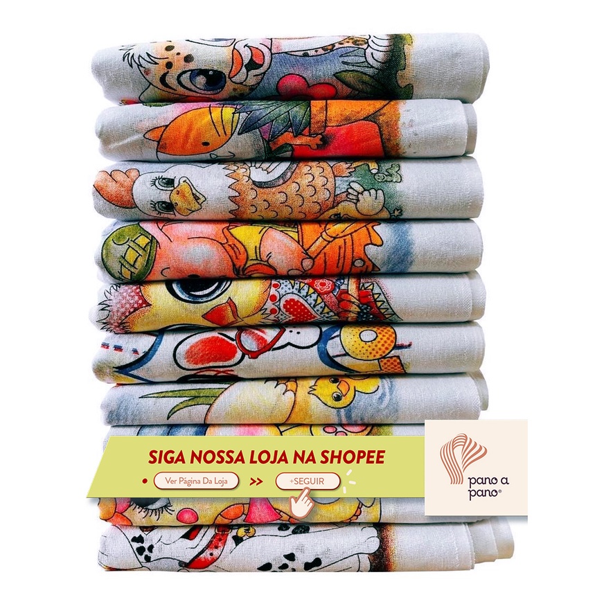 Pano De Prato Estampado Bainha Kit Com 10 Peças — imagen 2