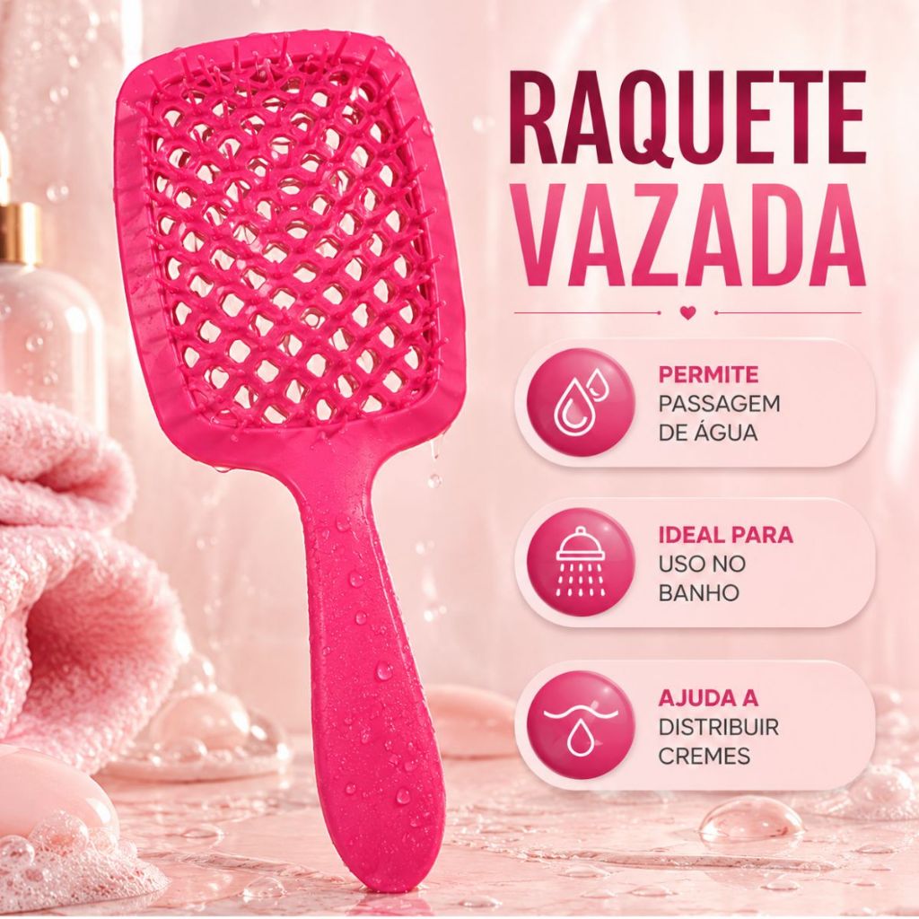 Kit 05 Escova Raquete Flex Escova Mágica e Polvo Massageador de Silicone Touca de Cetim Beauty Flash — imagen 2