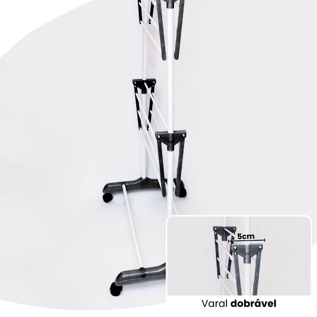 Varal De Chão Roupa Calcinha Grade 3 Andares Dobrável Portátil — imagen 4