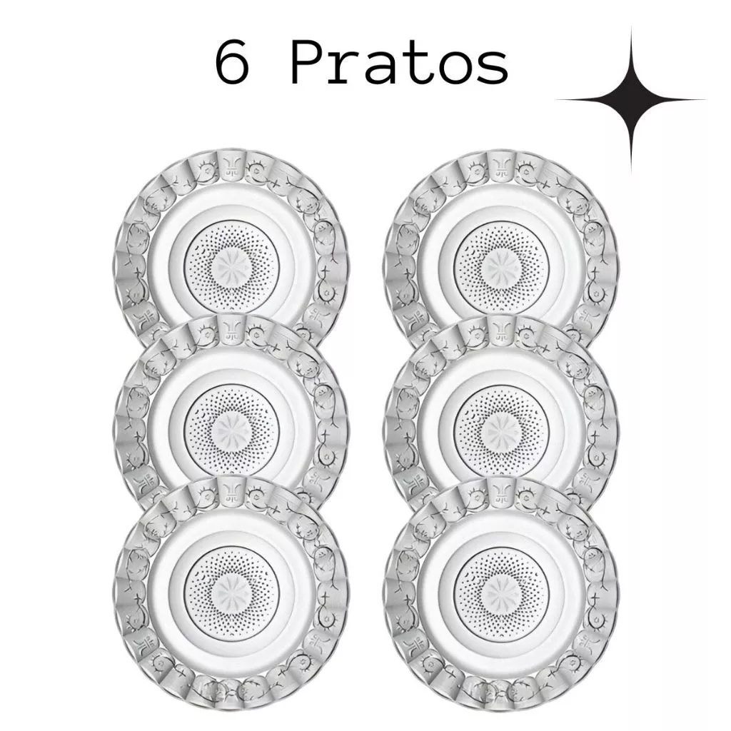 Kit 6 Copos ou Taça De Vidro + 6 Pratos Fundos Vidro Resistente Mesa Jogo Cozinha Refeição Decoração — imagen 4