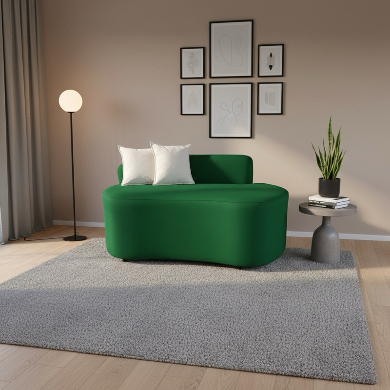 Sofá Decorativo Orgânico Curvo Sala de Estar Feijão 100cm Veludo - KA Móveis — imagen 5