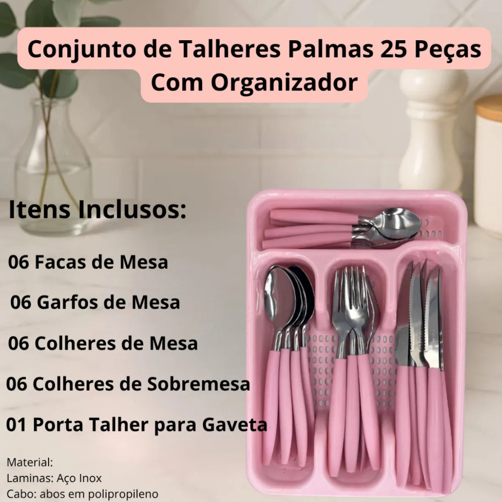 Jogo De Talheres Inox Com 24 Peças + Suporte Gaveteiro — imagen 3