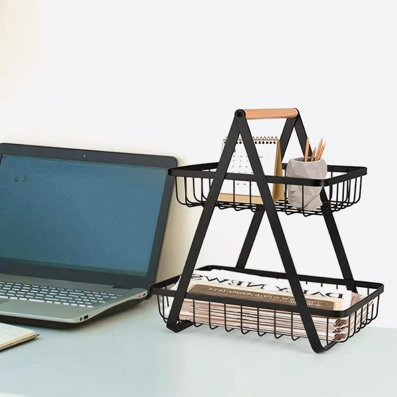 Fruteira de Mesa Cesto Organizador Multiuso Metal Aramado 3 Andares para Cozinha Casa Frutas Legumes​ — imagen 8