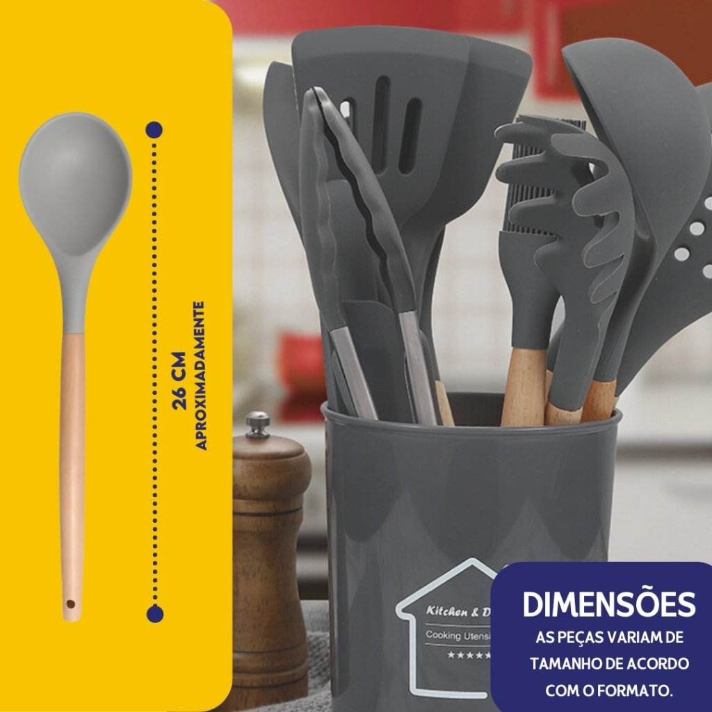 Utensílios Silicone Cozinha 12 Peças Antiaderente Fácil Limpeza Alta Resistência — imagen 8