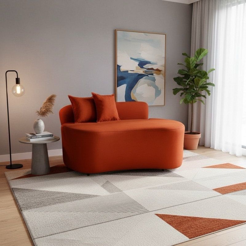 Sofá Decorativo Orgânico Curvo Sala de Estar Feijão 100cm Veludo - KA Móveis — imagen 3