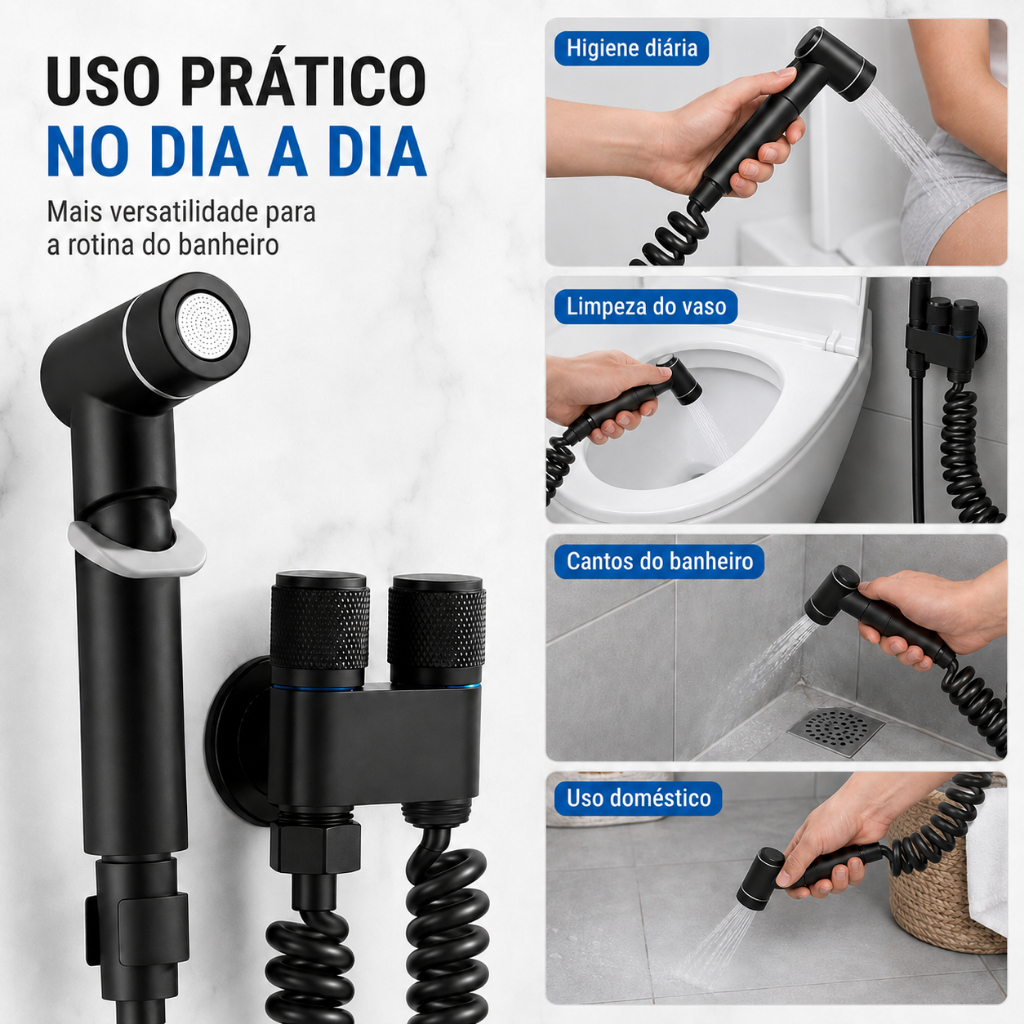 Chuveirinho Kit Banheiro premium Ducha Higiênica Com Registro Torneira Dupla em Metal Abs Para Banheiro Lavado Aço — imagen 3