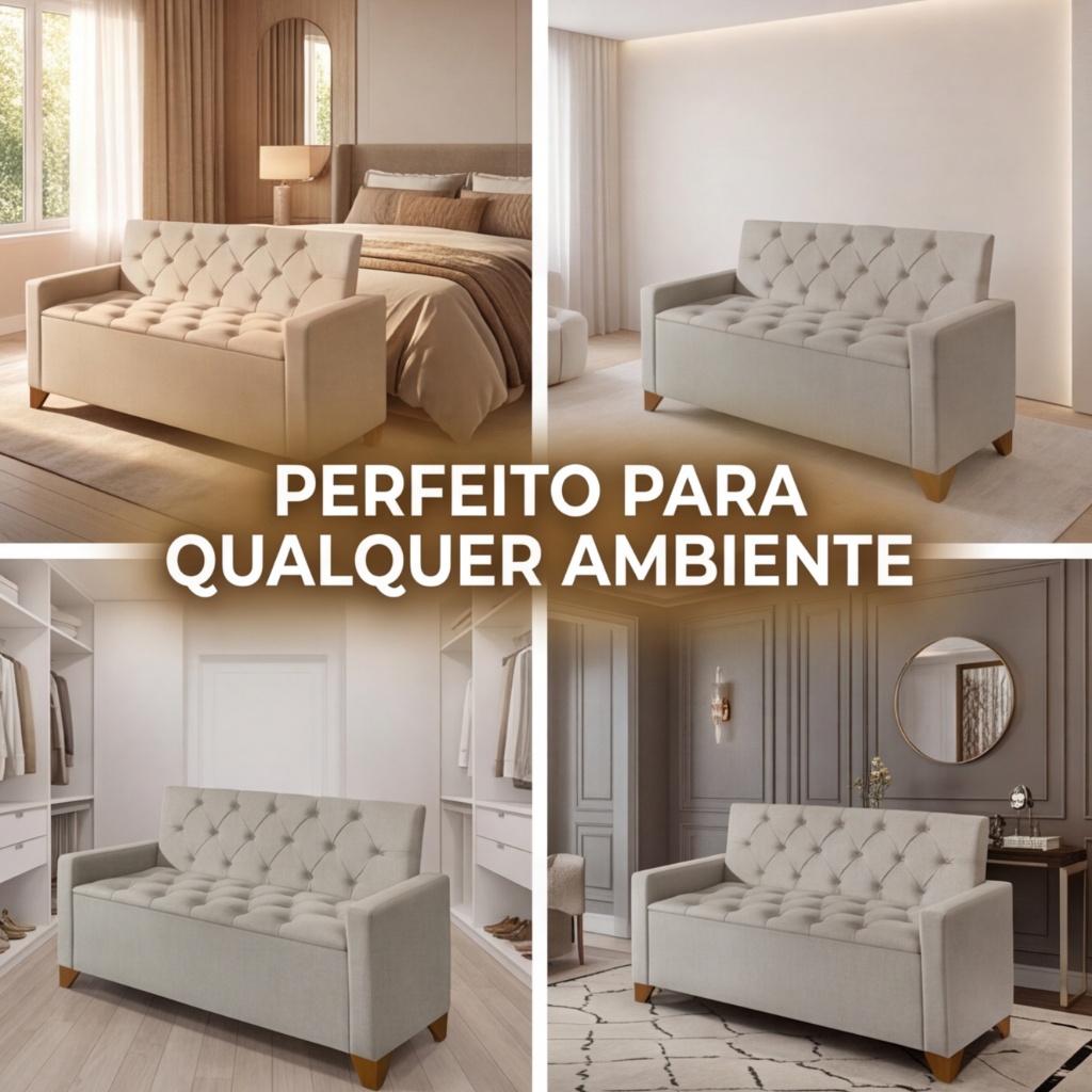 Sofá Banco Divã Recamier Baú Califórnia 1,20m Moderno Luxo Recepção Quarto Confortavel Luxo — imagen 6