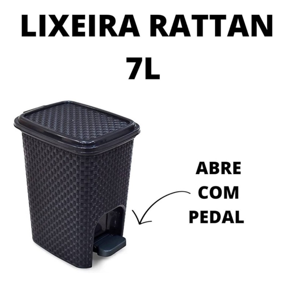 Conjunto Lixeira Branca 7 litros + Escova Sanitária Reforçada Casa Banheiro Limpeza Kit Preto — imagen 7