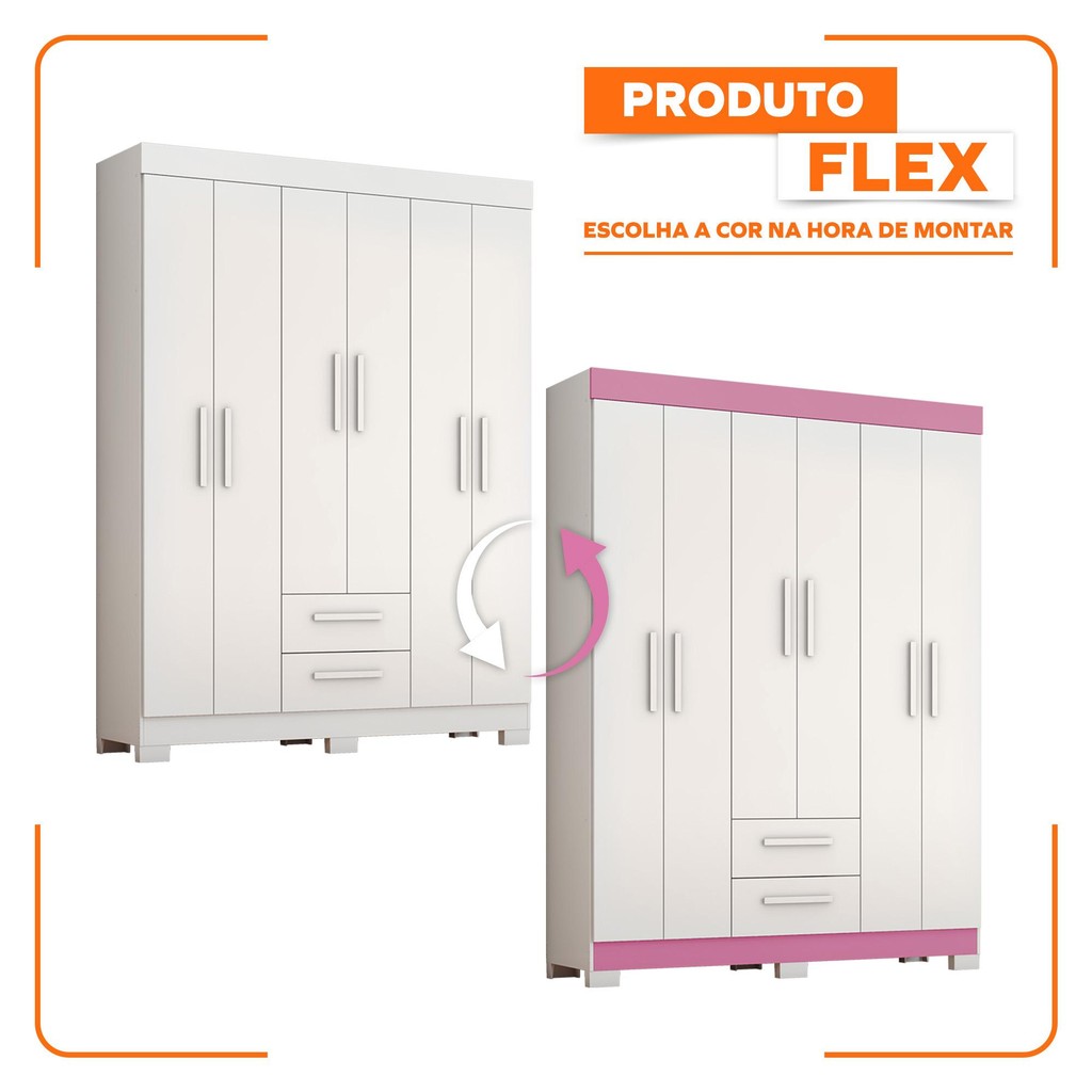Guarda-Roupa com 6 Portas e 2 Gavetas NT6015 Notável Móveis — imagen 4