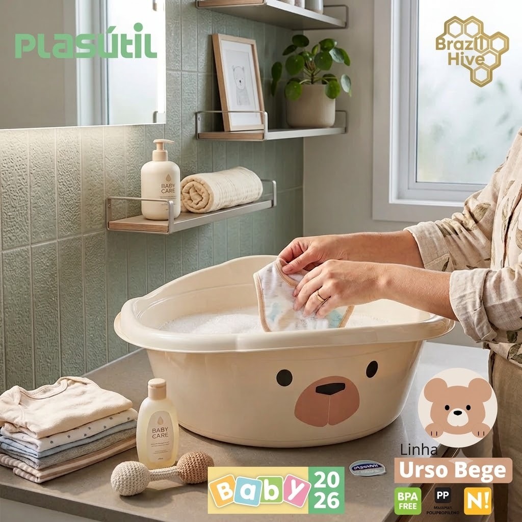 KIT BEBÊ CESTO INFANTIL BANHEIRA BACIA BALDE LIXEIRA KIT TROCADOR KIT HIGIENE PLASÚTIL LUXO — imagen 6