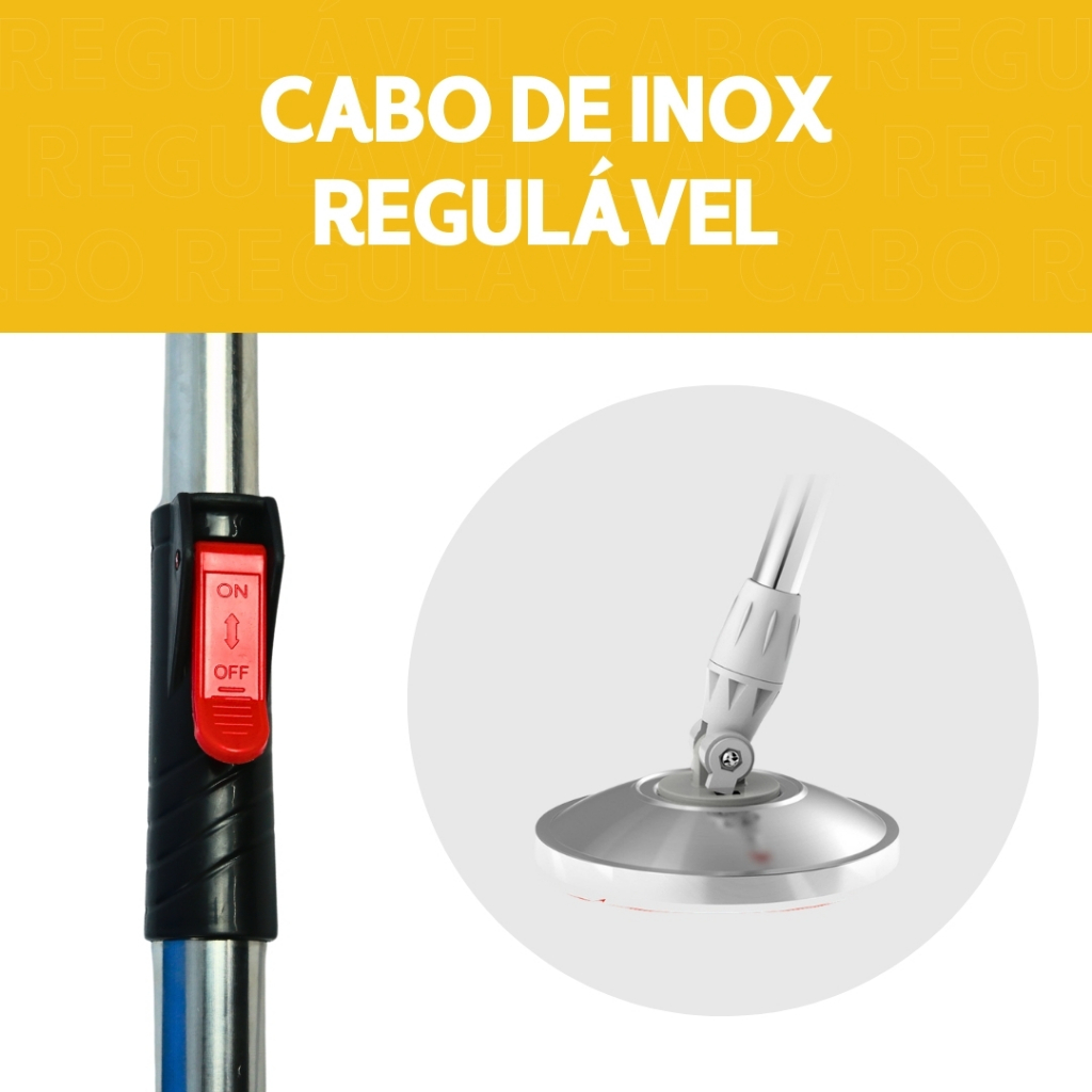 Mop Girátorio Cleaner Profissional – Balde com Centrífuga 14L + Refil Duplo e Cabo Reforçado - MN — imagen 7