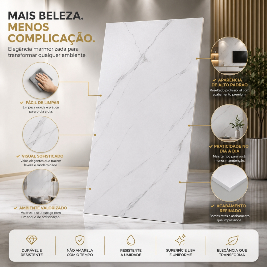 Kit 10 ou 20 Adesivos de Parede 60x30 Revestimento em Mármore 3D Placas Banheiro Cozinha Lavabo Cerâ — imagen 4