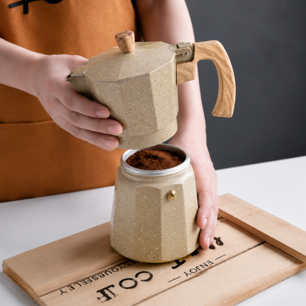 Cafeteira Italiana Moka De Alumínio 6 Xícaras Bege Casambiente — imagen 3