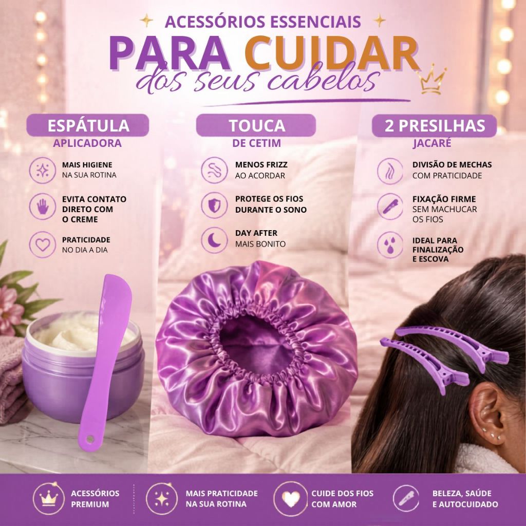 Kit 05 Escova Raquete Flex Escova Mágica e Polvo Massageador de Silicone Touca de Cetim Beauty Flash — imagen 7