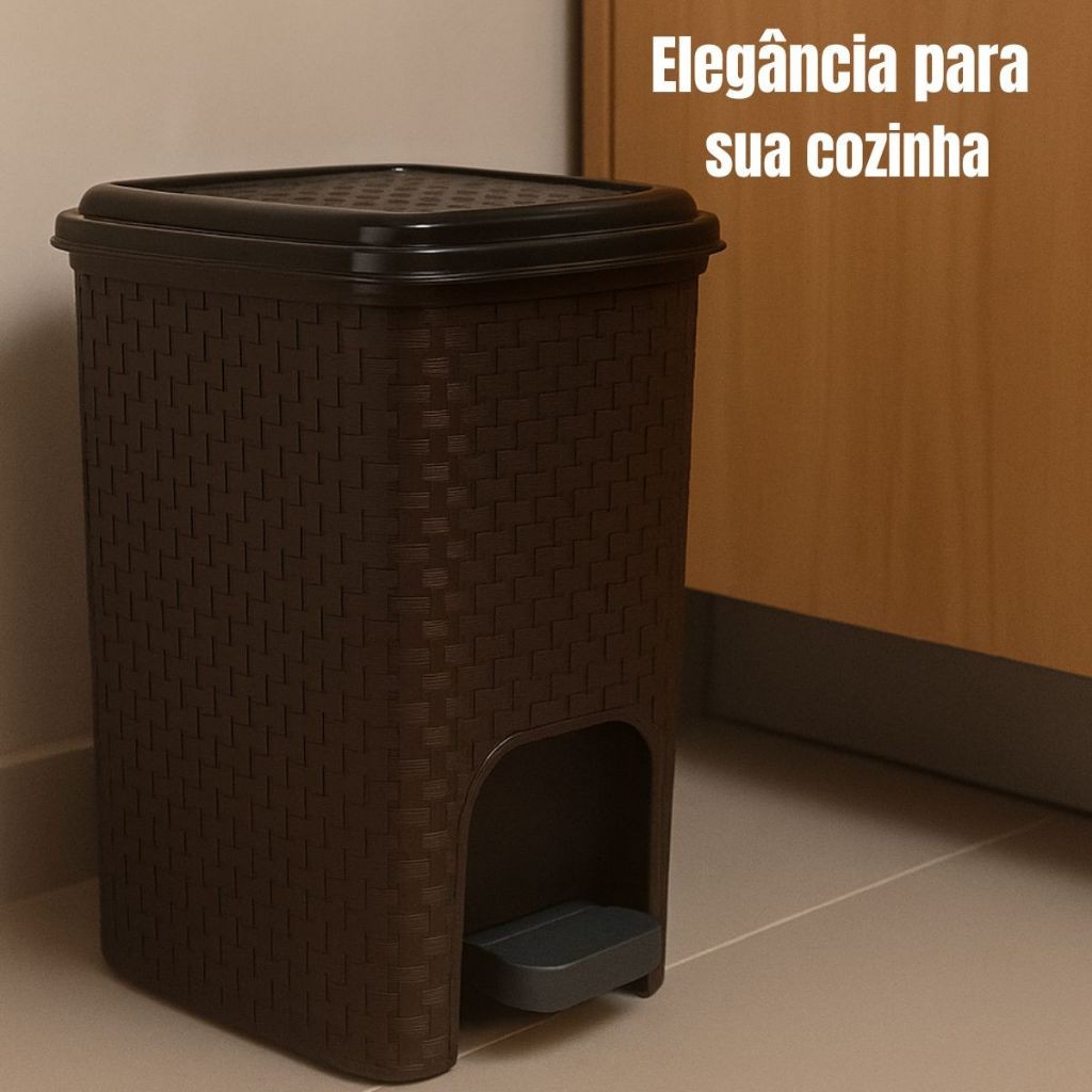 Kit Até 02 Lixeira Banheiro Pedal 7 Litros Plástico Cesto Escritório Lixeira Banheiro Lixeira Escritório — imagen 2