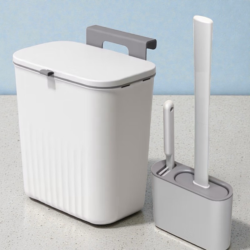 kit banheiro lixeira suspensa+Escova de Silicone p/Vaso Sanitário 2em1 Base de Banheiro Privada-acessorios para banheiro — imagen 6