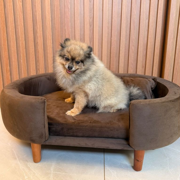 POLTRONA SOFÁ CAMA PET LUXO Linho e Veludo Com Almofada, ESPAÇOSA 90CM - Ideal para cães e gatos. — imagen 8