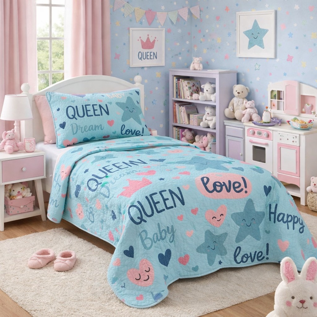 Kit Colcha Boutis Cobre Leito Solteiro Infantil Menina e menino Unissex 2 Peças — imagen 6