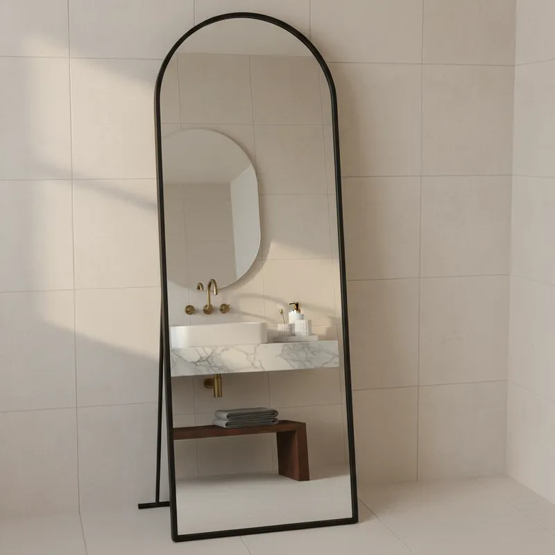 Espelho Corpo Inteiro 40cm x 110cm Grande De Chão Portal Moldura Couro Decoração Sala Loja Closet — imagen 6