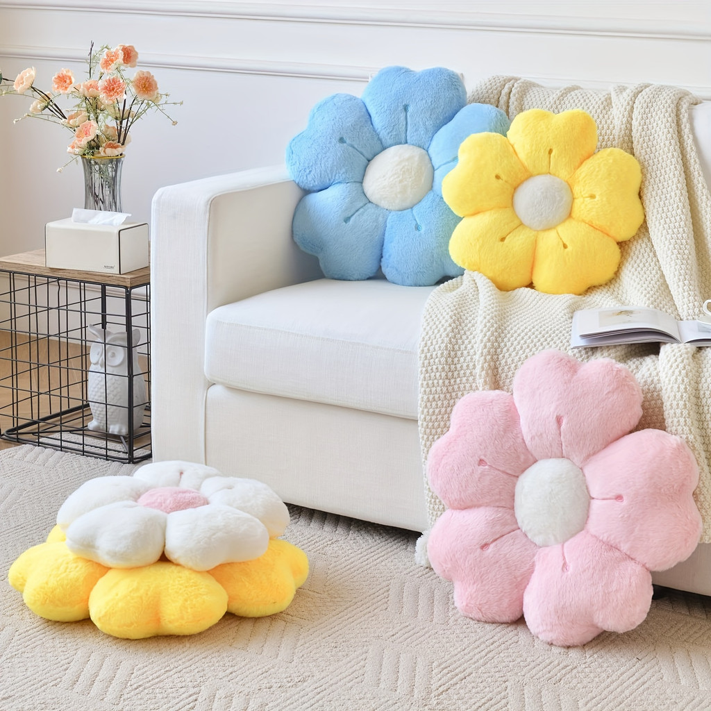 Almofada Macia De Pelúcia Com Flor De Margarida-Decorativa Aconchegante Para Cama E Sofá , Branco/Rosa , 13.7 Polegadas — imagen 5