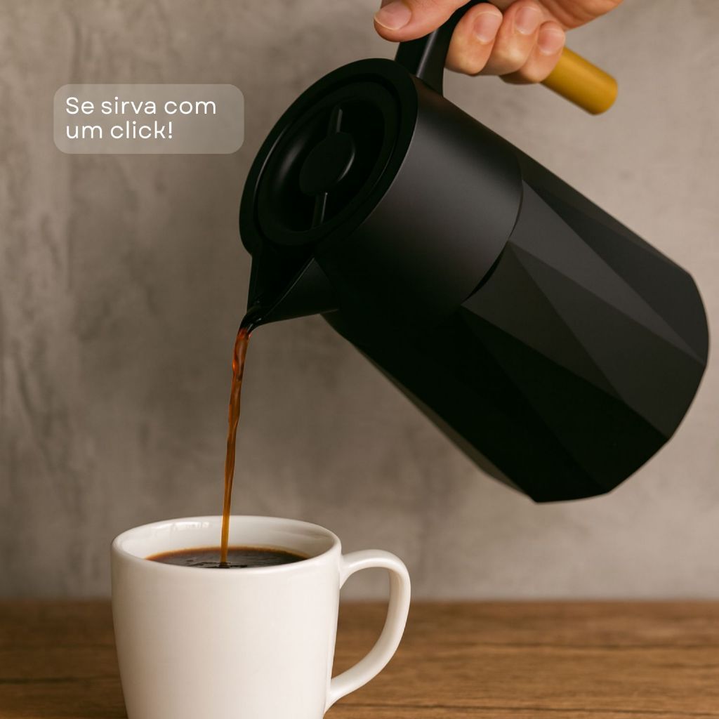 Garrafa Térmica Prisma 950 ml Para Chás/Café Design Moderno Cabo Madeira — imagen 2