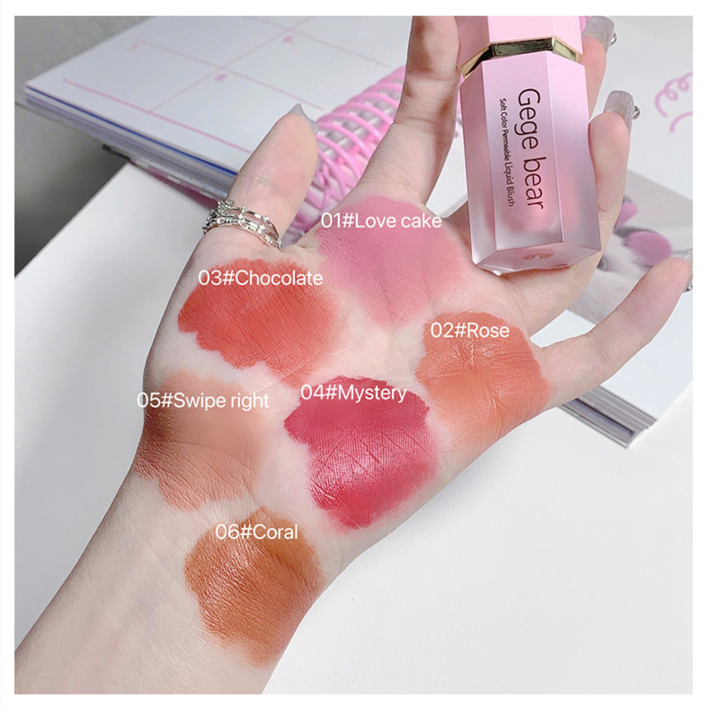 Gecomomo Creme Blush Líquido 6 Cores Veludo Liso Mate Rosa — imagen 3