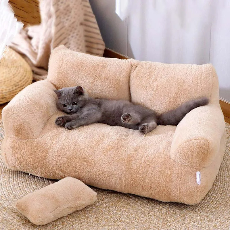 Sofá Cama De Luxo Para Gatos Inverno Ninho Quente Pequenos Cães Médios Confortável De Pelúcia Cachorros — imagen 2