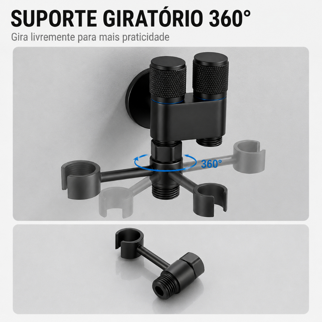 Chuveirinho Kit Banheiro premium Ducha Higiênica Com Registro Torneira Dupla em Metal Abs Para Banheiro Lavado Aço — imagen 6