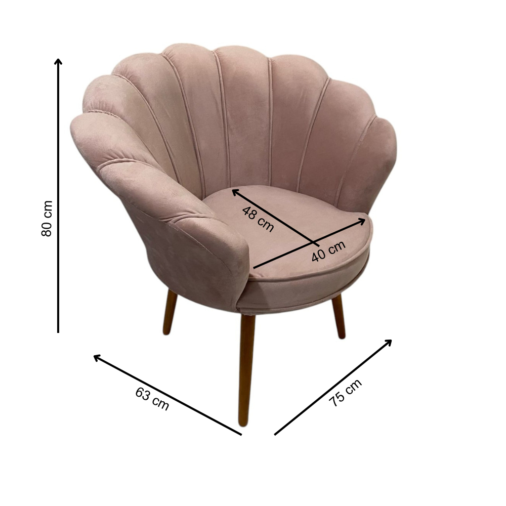Poltrona Decorativa Pétala luxo Tecido Veludo Pés Palito Sala, quarto e recepção. — imagen 6