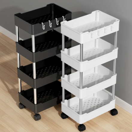 Armário Carrinho Organizador Multiuso Com 4 Camadas Com Rodinhas Cozinha Banheiro P M G ou Kit 3 — imagen 6